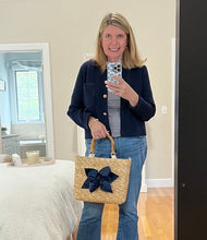 Load image into Gallery viewer, Sankaty Straw Tote with Interchangeable Bow - Green