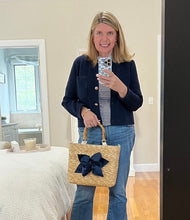 Load image into Gallery viewer, Sankaty Straw Tote with Interchangeable Bow - Light Aqua