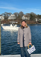 Load image into Gallery viewer, Coastal Hydrangeas Beaded Purse with Bamboo Handle
