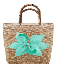 Load image into Gallery viewer, Sankaty Straw Tote with Interchangeable Bow - Mint