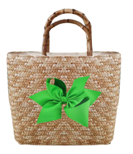 Load image into Gallery viewer, Sankaty Straw Tote with Interchangeable Bow - Green