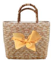 Load image into Gallery viewer, Sankaty Straw Tote with Interchangeable Bow - Yellow