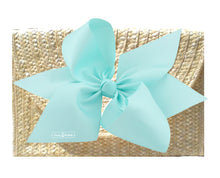 Load image into Gallery viewer, The Vineyard Straw Clutch with Light Aqua Bow - Interchangeable