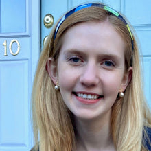 Load image into Gallery viewer, Gold Bow Pearl Earrings, Ribbon Earrings, Pearl Drop Earrings