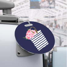 Load image into Gallery viewer, Luggage Tag - Striped Bag with Peonies