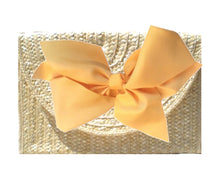 Load image into Gallery viewer, The Vineyard Straw Clutch with Yellow Bow - Interchangeable