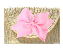 Load image into Gallery viewer, The Vineyard Straw Clutch with Light Pink Bow - Interchangeable