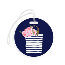 Load image into Gallery viewer, Luggage Tag - Striped Bag with Peonies