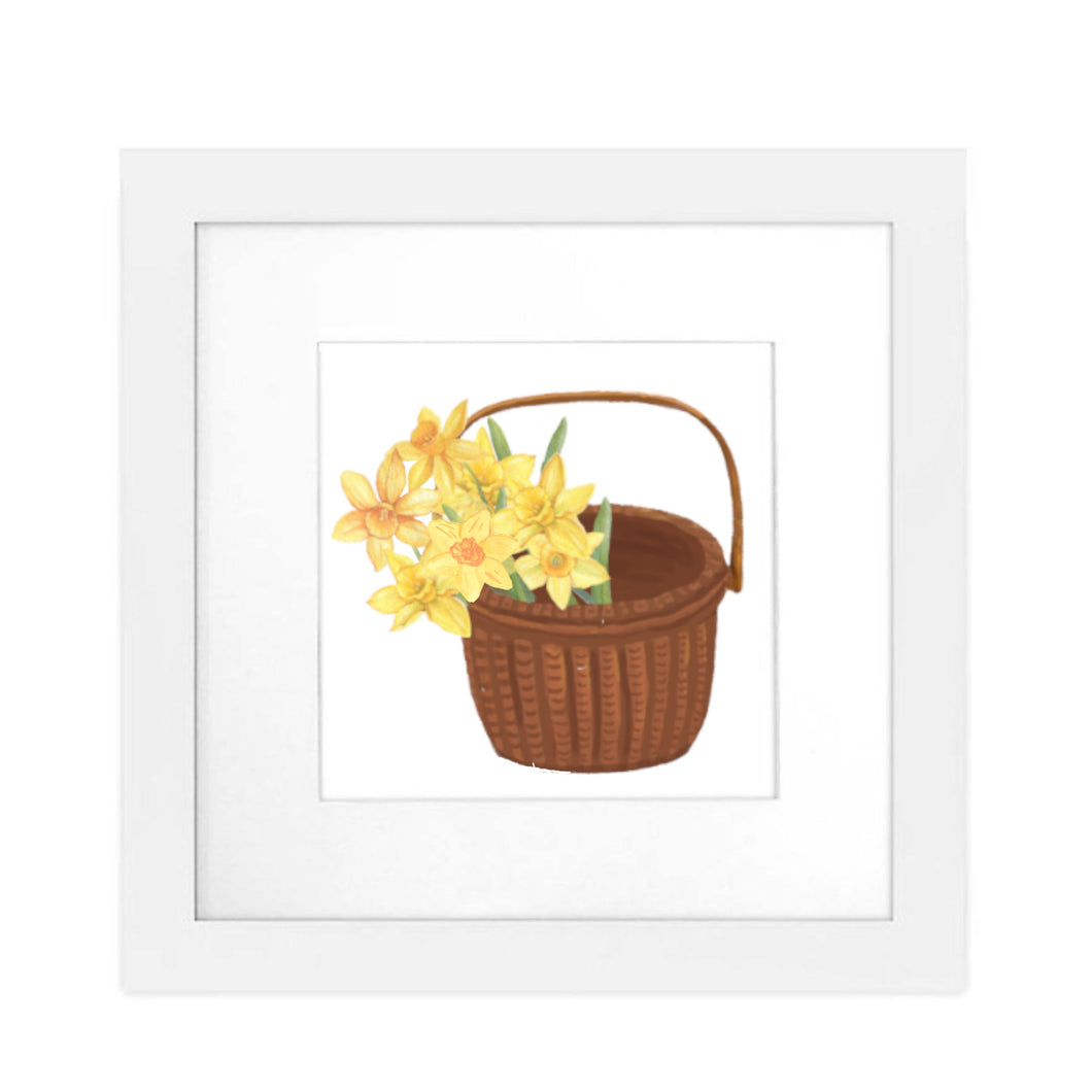 Art Print Framed - Nantucket Basket with Daffodils