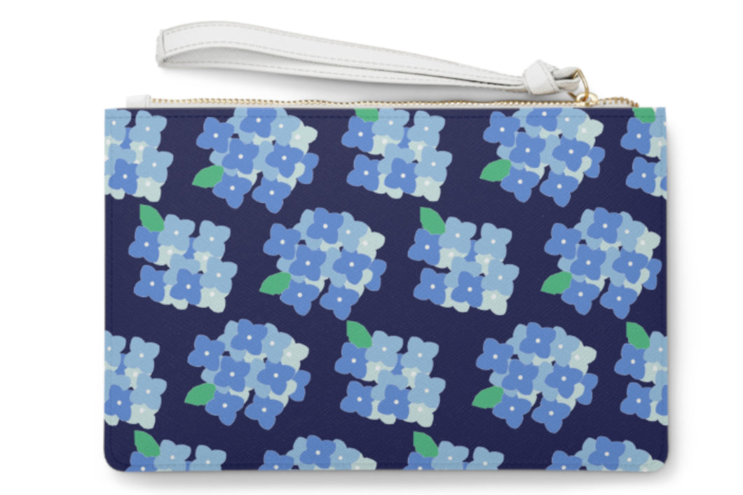 The Chatham Clutch -  Hydrangeas on Navy