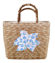 Load image into Gallery viewer, Sankaty Straw Tote with Interchangeable Bow - Hydrangea
