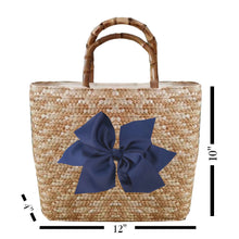 Load image into Gallery viewer, Sankaty Straw Tote with Interchangeable Bow - Hot Pink

