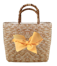 Load image into Gallery viewer, Sankaty Straw Tote with Interchangeable Bow - Yellow
