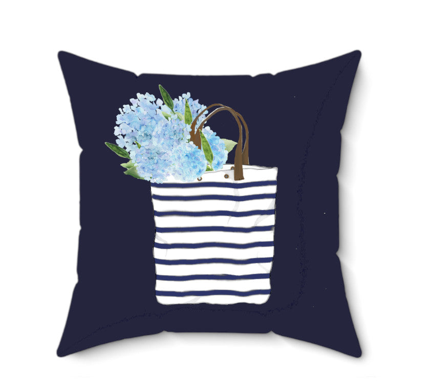 Pillow - Striped Bag with Hydrangeas