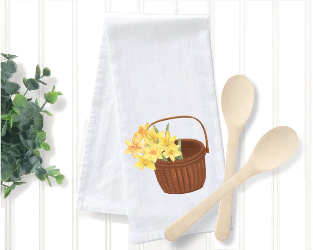 Tea Towel - Nantucket Basket with Daffodils