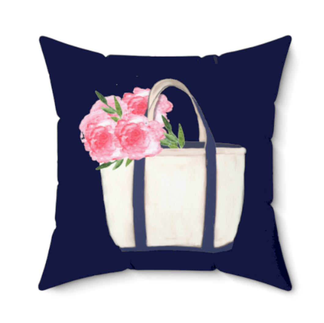 Pillow - Canvas Tote with Peonies