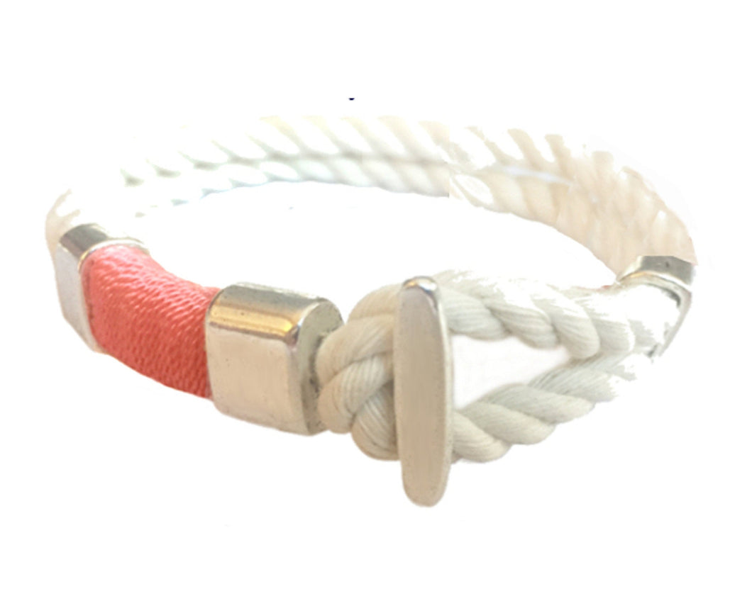 Mariner Style Rope Bracelet - Coral