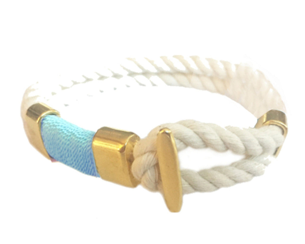 Mariner Style Rope Bracelet - Aqua