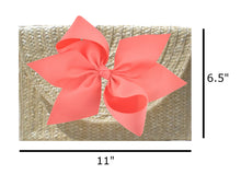 Load image into Gallery viewer, The Vineyard Straw Clutch with Coral Bow, Interchangeable Bow
