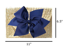 Load image into Gallery viewer, The Vineyard Straw Clutch with Navy Bow, Interchangeable Bow
