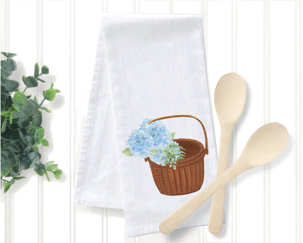 Tea Towel - Nantucket Basket with Hydrangeas