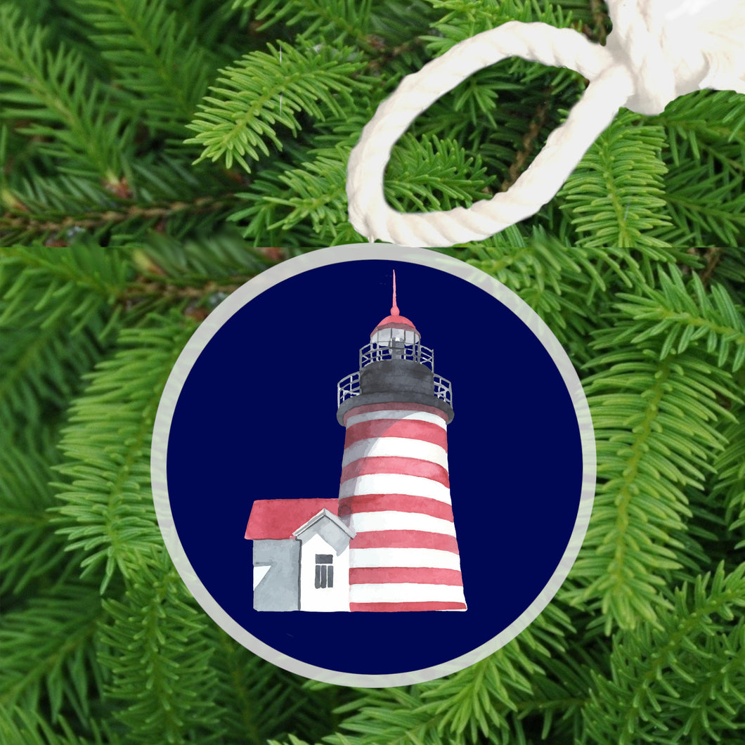 Christmas Ornament -  West Quoddy Head Lighthouse