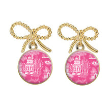 Load image into Gallery viewer, Pink Chinoiserie Earrings, Many Styles, Silver or Gold
