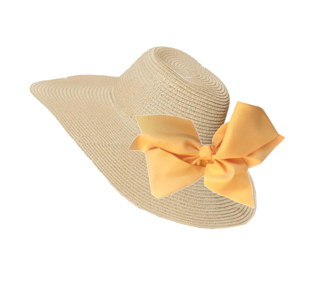 Straw Hat With Yellow Interchangeable Bow